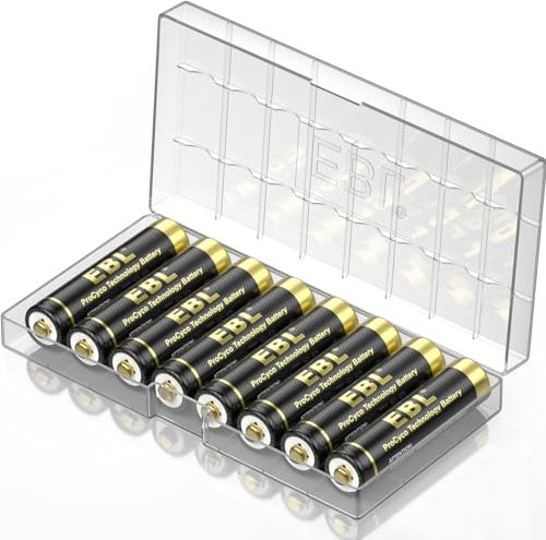 EBL 8PCS Piles AAA Rechargeables, 8PCS AAA Piles Rechargeables HR03 Pro Doré Ni-MH 1,2V Nouvelle Promue Haute Capacité Plus Efficace et Durables 1100mAh