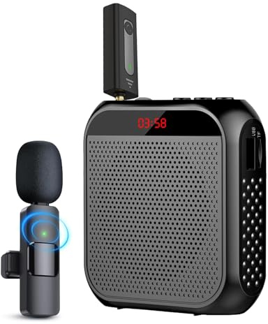 Jkoailiwi Voice Amplifier with Wireless Lapel Microphone, Personal Teachers Microphone for Classroom, Portable Megaphone Speaker Headset System, Wireless Voice Amplifier for Tour Guide/Yoga