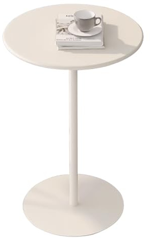 Table à Manger Ronde Moderne avec Plateau en métal, Maison pour Petit Espace, Table de Cuisine pour Salle à Manger pour 2 à 4 Personnes, Table à Hauteur de Bar en Verre, Blanche (Size : 60x72cm)