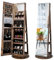 COSTWAY Schmuckschrank mit LED, Spiegelschrank 360° drehbar, mit rahmenlosem Ganzkörperspiegel, Schmuck-Organizer abschließbar, Schmuckaufbewahrung (Vintage)