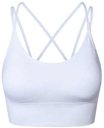 SEGRILA Sport BH Damen Bustier Gepolstert Ohne Bügel mit gekreuzten Rückenpartien für Yoga Fitness, Weiß, S