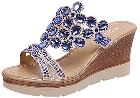 TYUIOP Sandali Donna Con Zeppa Alta, Cinturino Casual Estivi Neri, Punta Aperta Con Suola Interna 35-41