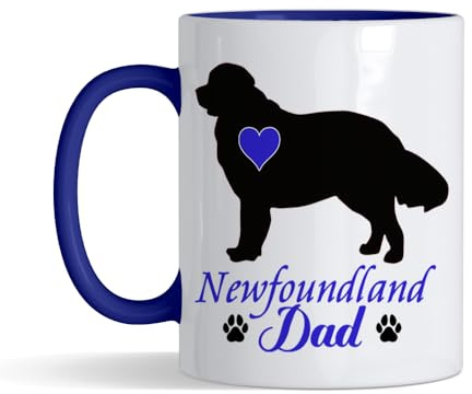 Crunchy Carrots Dog Lover Gift – Newfoundland Dad, 11 oz Ceramic Coffee Mug. (Navy Blue Inside and Handle)