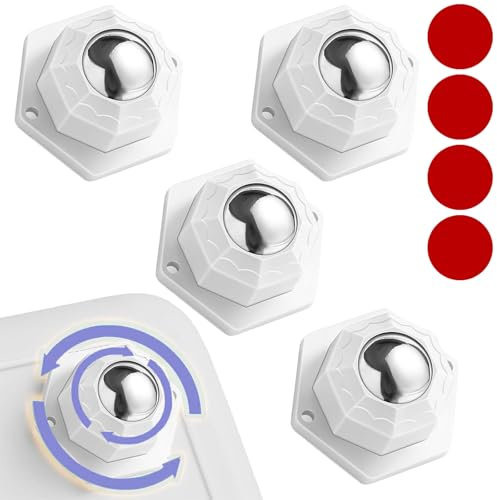 Kugelrollen,Möbelrollen,4 Stück Rollen für Möbel Flach Möbel Rollen Sselbstklebendes Möbel Rollen,UniversalMoving Wheels für Transport von Möbeln Waren(Weiß)