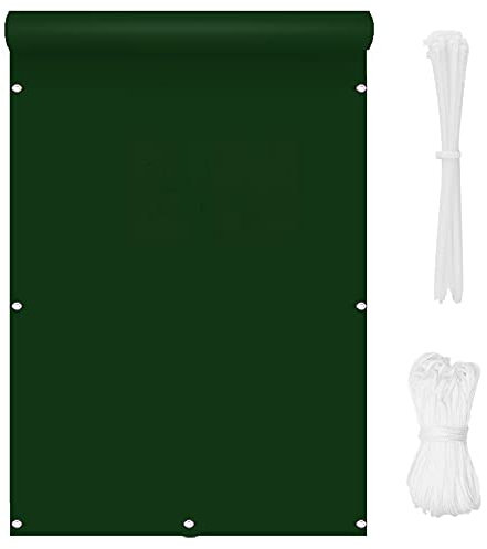 Brise-vue 0,9 x 8 m - Protection UV - Imperméable - Haute visibilité - Idéal pour les fêtes en plein air - Vert foncé