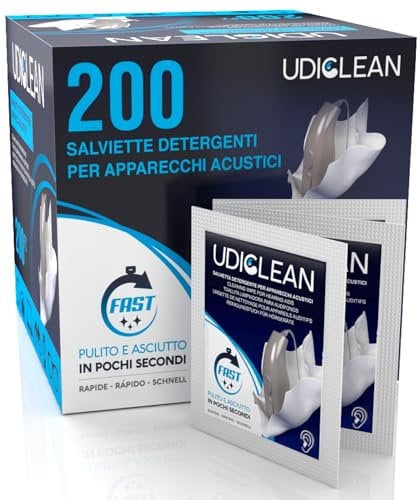 200 lingettes humidifiées Udiclean emballées individuellement pour les appareils auditifs et les implants cochléaires Les lingettes à séchage rapide éliminent la graisse la sueur et la saleté