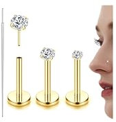 Diamday 3pcs G23 Titanio Piercing Nariz Tragus Helix Piercings 16G 18G 20G Oreja Labio Piercings Hipoalergénico Tragus Helix Conch Rook Pendientes Piercing Labret Nariz Studs para Mujeres Hombres