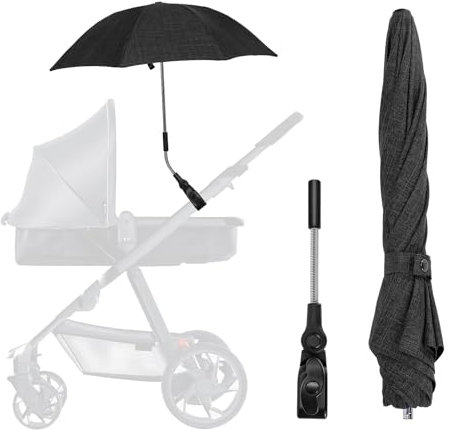 Tarswesi Universal Sonnenschirm für Kinderwagen UV Schutz, UPF50+, Sonnenschutz Regenschirm für Kinderwagen und Buggy, 71 cm Durchmesser, Universalhalterung für Rund- und Ovalrohre