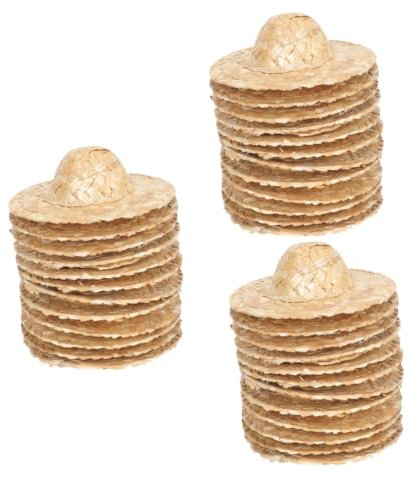 KONTONTY 3er-Set Handgefertigte Mini-strohhüte Puppen-minihüte Für Puppensammlungsprojekte Und Dekorative Zwecke 12 Stück * 3