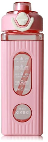 PLUSHCEWT Bottiglia d'Acqua da 700 ml, Bottiglia per Bere Portatile Quadrata, Bottiglia per Bere Grande Capacità Bottiglia d'Acqua Sportiva Carina Bottiglia Riutilizzabile Bottiglia Bevande (Rosa)