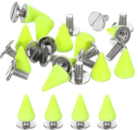 QUARKZMAN 16 Set di Punte e Borchie, Kit di 7mm Coni di Punte Punk Rock Rivetti Viti Posteriori a Vite Borchie Viti Rapide per Artigianato in Pelle Fai da Te Cinture Borse, Verde