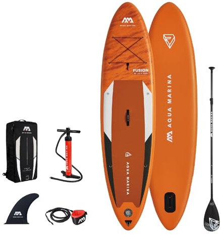 Aqua Marina Fusion Stand Up Paddle Board 330x81x15cm – All-Around ISUP mit Rucksack, Pumpe, Paddel & Finne – Traglast bis 150kg