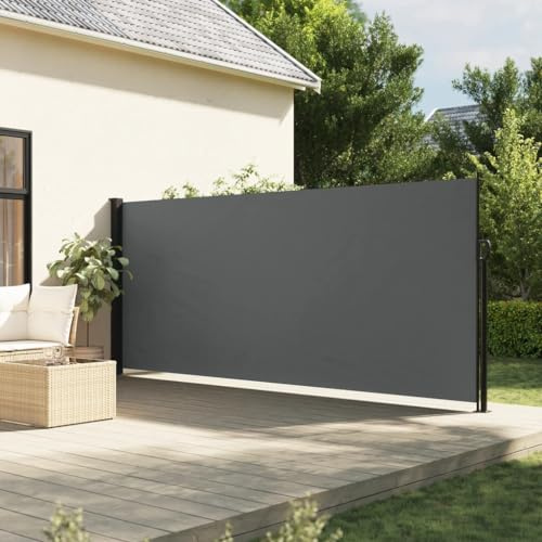 Gecheer Retractable Side Awning Patio Sunshade Shelter Panel Privacy Screen for Balcony, Terrace and Garden Sun and Wind Shelter Anthracite 180x500 cm
