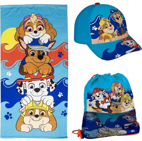 CERDÁ LIFE'S LITTLE MOMENTS Paw Patrol Handtuch Set mit Beutel – Flauschiges Badetuch & Aufbewahrungsbeutel für kleine Fans