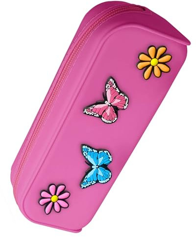 Online Federmäppchen Butterfly Pins I Stylische Federtasche für Mädchen & Jungen, ideal für Schule, Uni & Büro I Pencil Case mit praktischem Reißverschluss zur Aufbewahrung von Stiften & Kosmetik