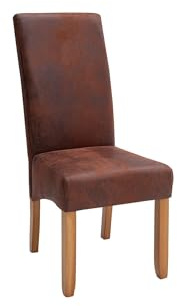 Licht-Erlebnisse Stuhl Braun Stoff Holz Kolonialstil ohne Armlehne Esszimmerstuhl Polsterstuhl für Esszimmer Esstischstuhl