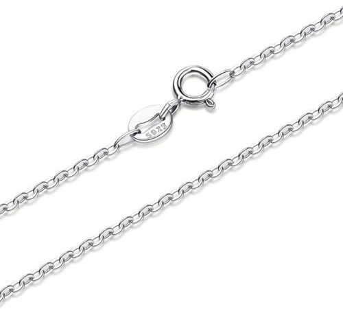 Collar Mujer Cadena Plata 925, 1 mm de ancho, Largo 45cm,Collar Sin Colgante