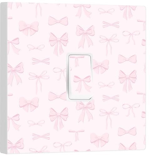 Pretty Bows Girls Pink Light Switch Vinyl Sticker Skin Cover, Girls Bedroom Decor