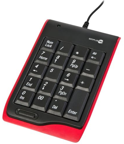 SIMPLETEK - Ziffernblock KeyPad USB | Leise Scissor Switch-Tasten, Asynchronfunktion, Fast Key Symbol, Plug & Play für Notebook