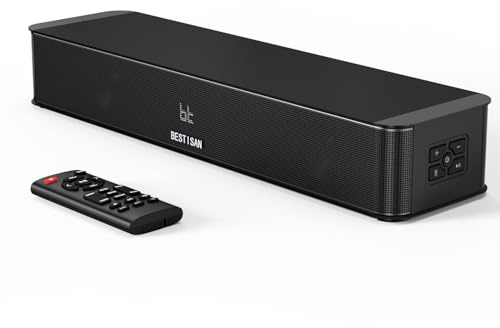 BESTISAN Soundbar 2.1CH per TV con display LCD, compatto da 16,5 pollici con subwoofer integrato, ingresso ARC/Opt/AUX/USB, Bluetooth 5.3, picco 100W, 3 modalità EQ, Sound bar PC All-in-one, Sound Bar