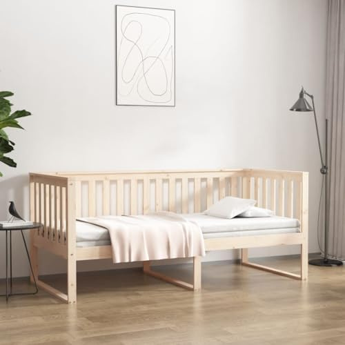 QJBSAVVA Tagesbett 90x200 Kiefer massiv unbehandelt 207,5x96x89,5 cm Daybett Sofa Bettgestell Minimalismus robust langlebig für Gästezimmer Jugendzimmer und kleine Räume
