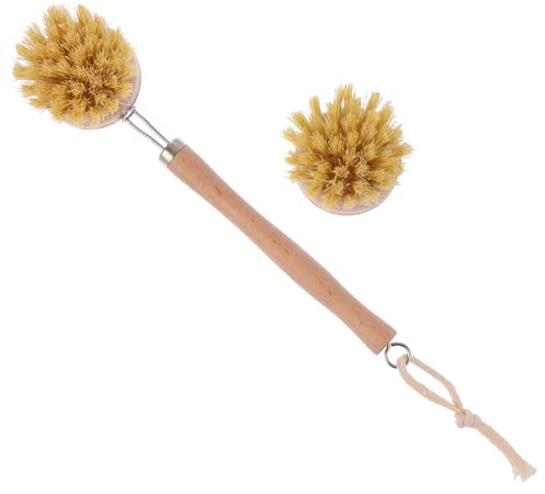 MUCKLILY 2 Stück Duschset Holzgriff Körperbürste mit Langem Griff Peeling Bürste für Dusche und Massage Badeaccessoire für Gesunde Haut Zufällige Farbe