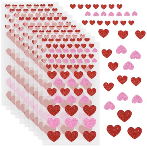 10 Stück Glitzer Herzform Sticker, Herz Sticker, Herz Aufkleber, Scrapbooking Aufkleber Selbstkelbend für Valentinstag Hochzeit, Jubiläen, Handwerk Geschenkverpackung Diy Dekoration