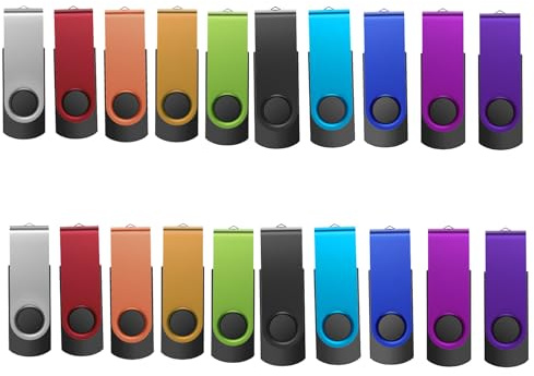 Kepmem 512MB USB 2.0 Speicherstick Metall Drehdesign USB Stick 20er Pack Flash Drive Bis zu 15 MB/s Mit LED Licht Mini Datenstick USB Stick Set zur Dat Farbe