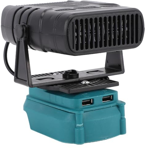Eujgoov Chauffage Intelligent à Température Constante avec Deux Sorties USB Mini Radiateur électrique Portable 200 W 2 Réglages de Vitesse Compatible avec Batterie 18 V BL1850
