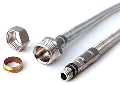 Xcel Home Pair of M10 (10mm) x 15mm Compression (600mm) Flexible Tap Connectors | DIY Replacement Hose Flexi Pipe Tails for Boilers/Kitchen Sink & Bathroom Basin Monobloc Mixer Taps