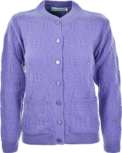 Miss Trendy Womens Ladies Knitted Crew Neck Pocket Front Button Up Aran Cardigan UK 10-32