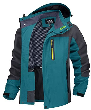 TACVASEN Windjacke Herren Leicht Arbeitsjacke Softshelljacke Winter Wanderjacke Wasserdicht Camping Jacke Übergangsjacke Angeljacke Softshell Jagdjacke (S, See Blau)