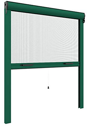 Zanzanet Zanzariera Verticale per finestre su Misura 42 mm cassonetto Sottile Personalizzabile a Rullo con Molla Telaio con Profilo Robusto e Resistente in Alluminio Made in Italy Verde