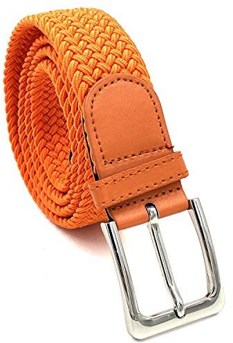 LisaModa Unisex Stretch Flechtgürtel in vielen Farben (Orange 051, 110-130)