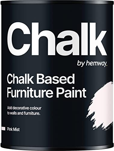 Hemway - Chalk Based Furniture Paint - Pink Mist 1 L | Chalky Matt Shabby Chic Finish for Interior & Exterior Home Decor | Quick Dry & All-in-one
