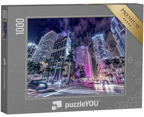 puzzleYOU: Puzzle 1000 Teile „Downtown Miami bei Nacht“ – aus der Puzzle-Kollektion Miami