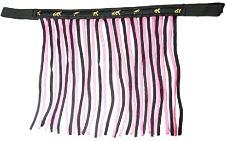 Franjas antimoscas para Caballos, máscara con Flecos y Cierre, Gorro para Shetty, Pony, COB, Sangre Caliente, KB (COB), Negro y Rosa.