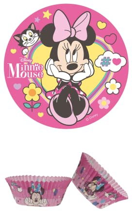 Dekozauber24 2er Set Essbarer Tortenaufleger Minnie Mouse 20cm + 25x Muffinförmchen, Tortendeko Tortenbild Geburtstag Deko Foto (Minnie Mouse Nr. 4)