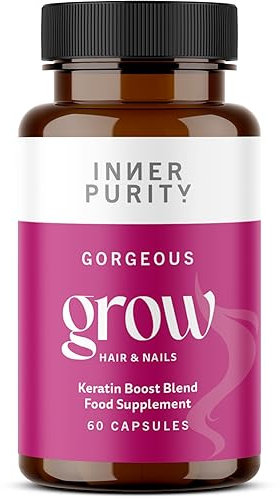 Gorgeous Grow - Hair Growth and Nails Strengthening, Keratin Hair Vitamin with Biotin, Hair Thickening Supplement for Women, 60 Capsules 2 Months Supply