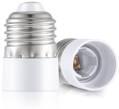 2 Stück Lampensockel Adapter Konverter - E27 Fassung auf E14 Sockel Lampenadapter Lampensockeladapter für LED-Lampen, adapter e14 zu e27 Birnen, Energiesparlampen Qualität Lampensockel Adapter