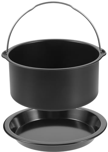 KOMBIUDA 1 Set Cestino Friggitrice Ad Aria Per Cupcake Teglie Per Friggitrice Ad Aria Cestello Per Friggitrice Ad Aria Set Di Padella Attrezzo Anti-aderente Acciaio Al Carbonio
