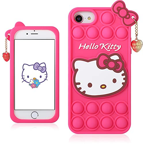 Koecya for iPhone 6/6s/7/8/SE 2020/SE 2022 Case Bubble Fidget Cute Cartoon Silicone Phone Cover Cases for Girls Girly Boys Kids Teens Design Funny Fun Kawaii Fashion Unique for iPhone SE 1st/2nd,Red
