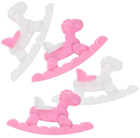 Abaodam 4stücke Teiliges Möbel Cartoon Miniatur Rocking-Horse Und Möbel Für Dollhouse Vintage Deko Für Miniaturlandschaften Und Fotografie Rosa Und Weiß