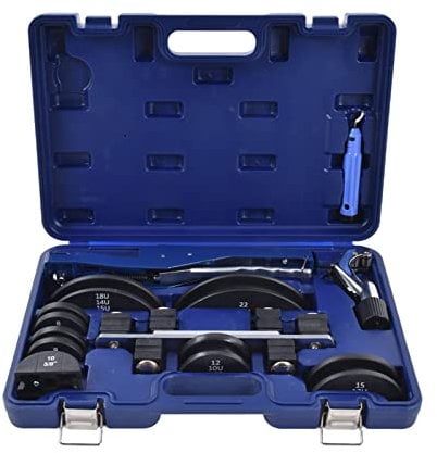 ZHTAISOU Tubing Bender Kit 0‑90 Degrees Ratchet Manual Pipe Bending Kits for Pneumatic Systems 6‑22mm Elbow Size Tube Bender Kit for Aluminum, Brass, Copper and Steel Compact Tube Bender Tool