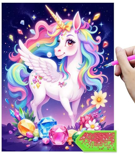 Nilnewuh Einhorn Diamond Painting für Kinder ab 6 Jahre und Erwachsene Anfänger, 30x40cm Große 5D Diamant Malerei Bilder, DIY Kunst Bastelset, Mosaikherstellung Basteln Kit für Mädchen Geschenke