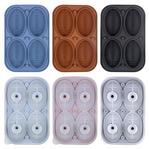 Ungtyb Candy Mold Silicone, Silicone Ice Mold, Icy Ball Maker, Reusable Leakproof, Football Shaped Tray for Whiskey and Fondant with Easy Demolding Design, 7x4.7x2.5in
