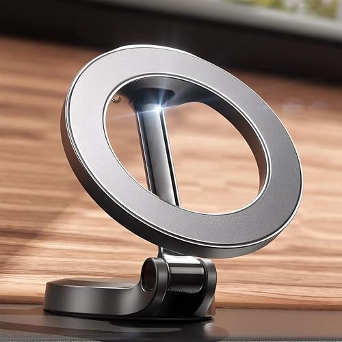 Handyhalterung Auto Kleben Extra Stark Magnet, für MagSafe Autohalterung dreht Sich 360°, KFZ Halterung Kompatibel iPhone 16 15 14 13 12 Pro Max Plus Mini, für MagSafe Hülle schwere Handys (Silber)