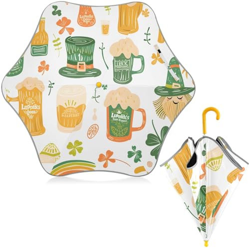Mnsruu Kobold- und Koboldhut für Kinder, UV-Schutz, winddicht, mit gebogenem Griff, für Mädchen und Jungen, Kobold- und Koboldmützen-Set im Gold-Stil, Einheitsgröße