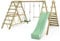 WICKEY Kinderschaukel Schaukelgestell Smart Shake mit Rutsche und Kletteranbau, Schaukel, Schaukelgerüst, Doppelschaukel, Holzschaukel für den Garten (pastellgrün)