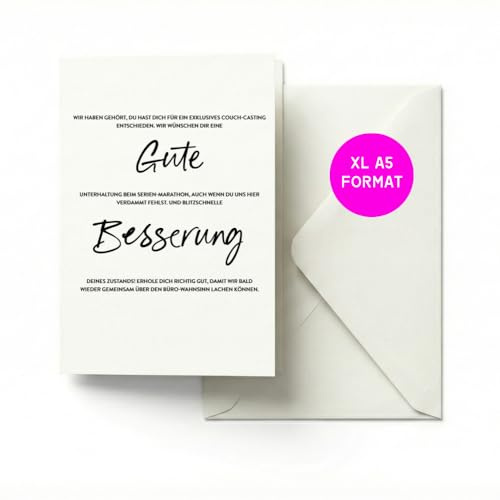 heaven+paper® XL Grußkarte Kollegen DIN A5 mit Umschlag I XXL Grußkarte Abschied I Glückwunschkarte Ruhestand I Grußkarte Rente, Gute Besserung, persönlich individuell (Gute Besserung)